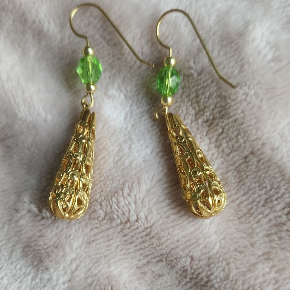 Gold Filigree Teardrop Earrings